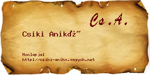 Csiki Anikó névjegykártya